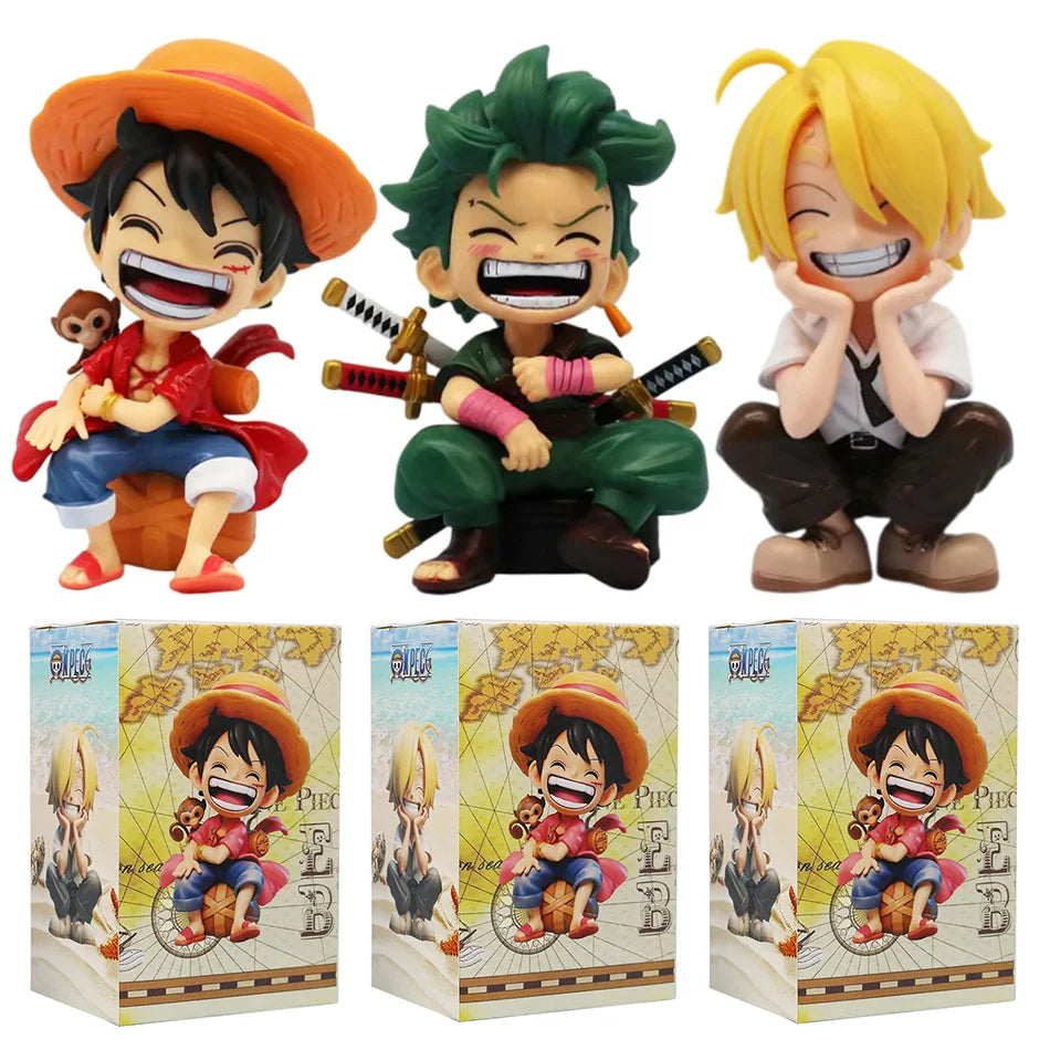 One Piece Handheld Luffy Solon Sitting Q-Version Trendy Play Cartoon Anime Desktop Car Ornament Peripheral Gifts