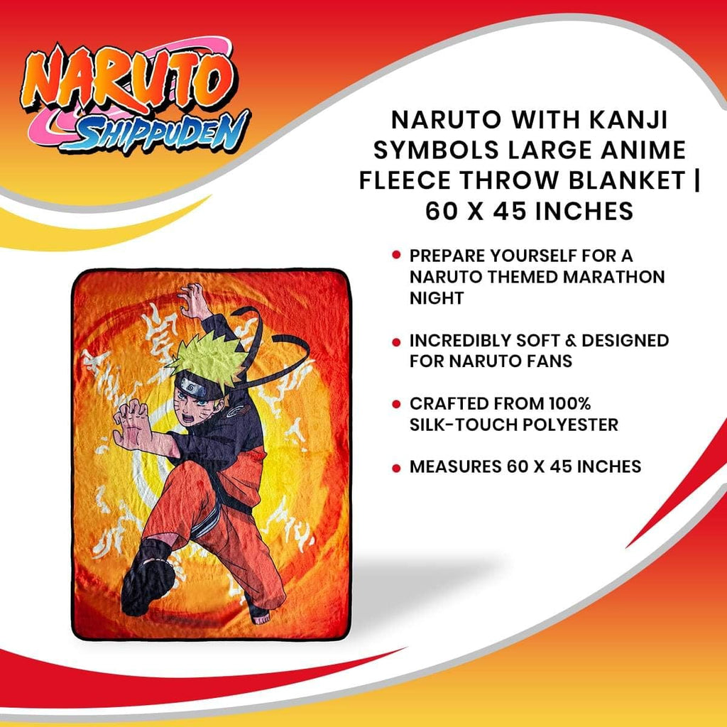 Naruto Official Anime Fleece Throw Blanket | Collectible | Measures 60 X 45 Inches